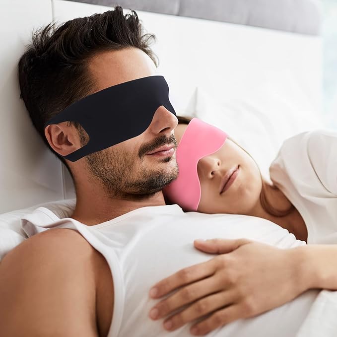 FRESHME Ear Hanging Sleep Mask - Side Sleeper Comfy Blindfold for Sleeping With Elastic Strap, Blockout Brown Eye Shade, Lightweight Breathable Cover for Nap, Travel, Yoga