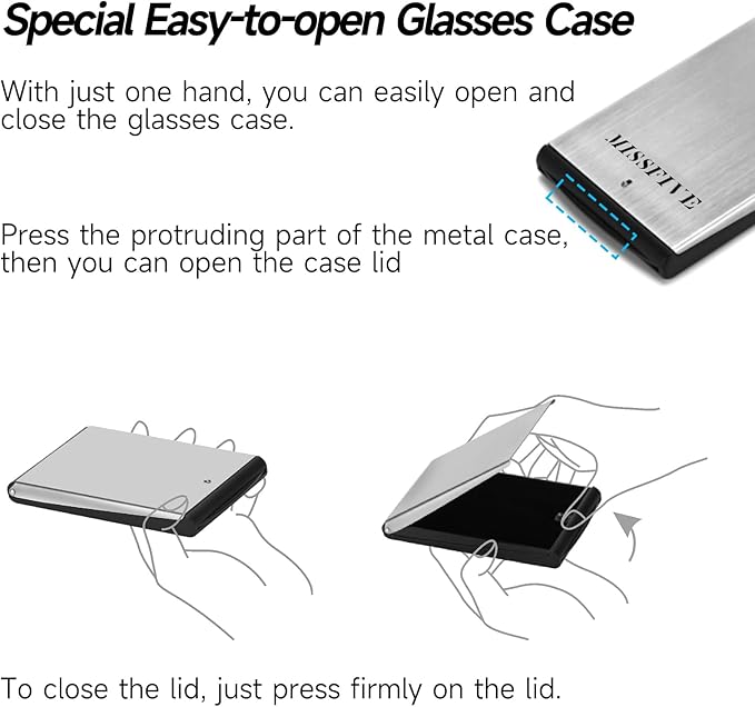Missfive Premium Folding Reading Glasses Blue Light Blocking for Men Women, Ultra Thin Foldable Portable Travel Readers with Durable Pocket Metal Case, Compact Eyewear 2.5x