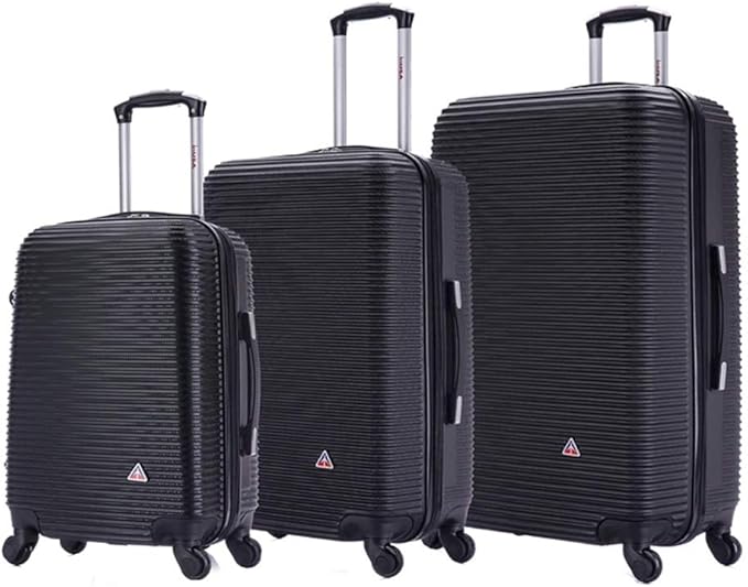 InUSA ROYAL Hardside Luggage Set with Spinner Wheel | Spacious Travel Suitcases with Ergonomic GEL Handle and Studs | (20/24/28) 3 Piece Luggage Set | Black