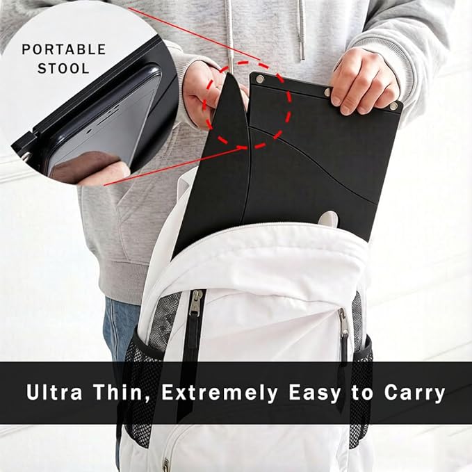 Folding Portable Camping Hiking Stool, Lightweight Collapsable Foldable Chair for Travel Gathering BBQ Subway Backpacking Outdoor Squatty Potty Ultralight Mini (Black)