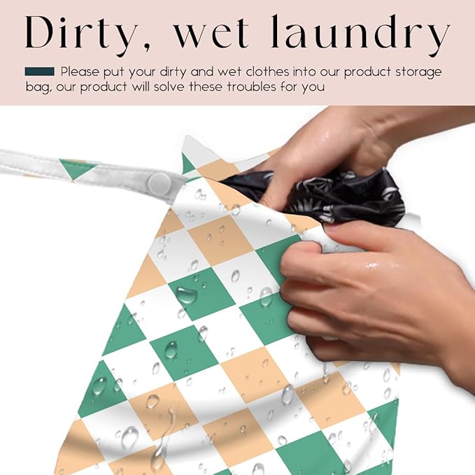 Wet Bag, 4Pcs Wet Dry Bag Set, Reusable Waterproof Bags with Multi-Color Plaid for Women, Fit for Beach Trips, Pool Days, Short Travel & Daily Essentials Storage
