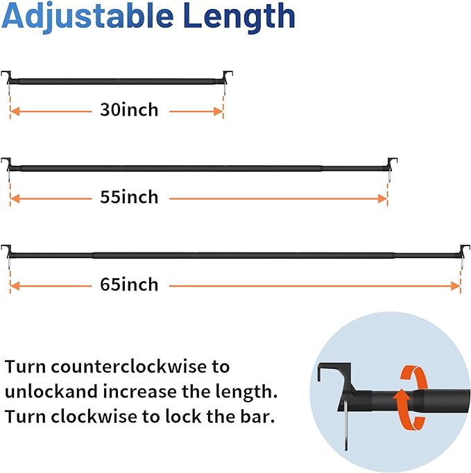 Heavy Duty Car Clothes Hanger Bar 30-64 Inches - Wrinkle Free Telescopic Clothes Rack for Vehicles, SUV, Truck