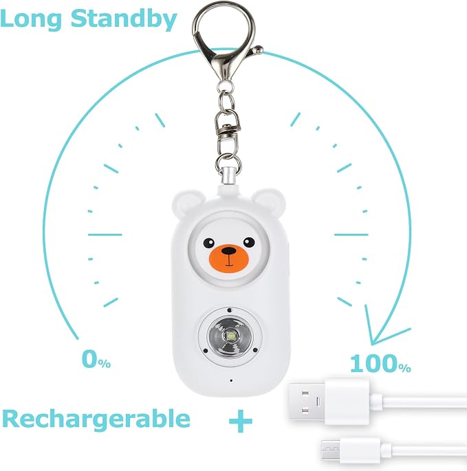 130dB Rechargable Personal Safety Alarm for Women, Safe Alarm Protection Keychain with Strobe Light, Security Siren Self Defense for Students, Girls