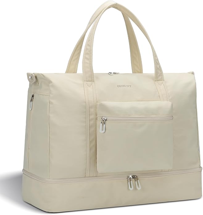 Women's Weekender bag Travel Duffel Bag with Shoe Compartment 21-inch Airline-Approved Carry-On, 2-Piece Overnight Bag Set Personal Item Luggage