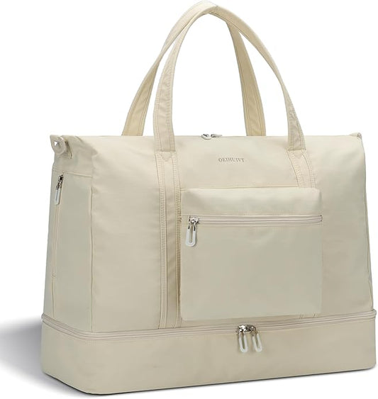 Women's Weekender bag Travel Duffel Bag with Shoe Compartment 21-inch Airline-Approved Carry-On, 2-Piece Overnight Bag Set Personal Item Luggage