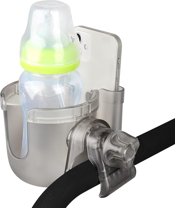 Accmor Stroller Cup Holder with Phone Holder, Bike Cup Holder, Universal Cup Holder for Uppababy Nuna Doona Strollers, 2-in-1 Cup Holder for Walker, Wheelchair, Scooter