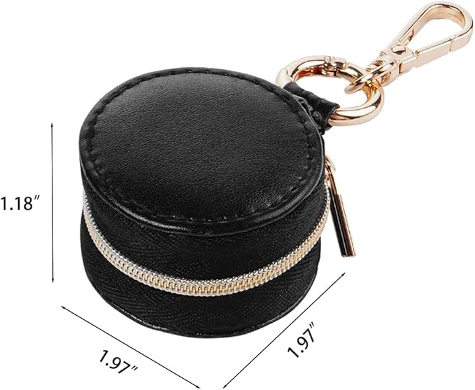 Jewelry Ring Holder Keychain - Portable Travel Sports Ring Keeper Case - Mini Small Versatile Carrying Display Storage Organizer Box With Key Chain (Black)