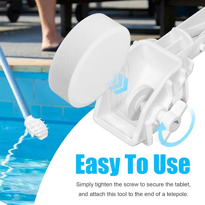 Pool Tab Holder Tablet Holder with EZ-Clip Handle for Pool Care, Fits for 3-Inch Chlorine Tablet