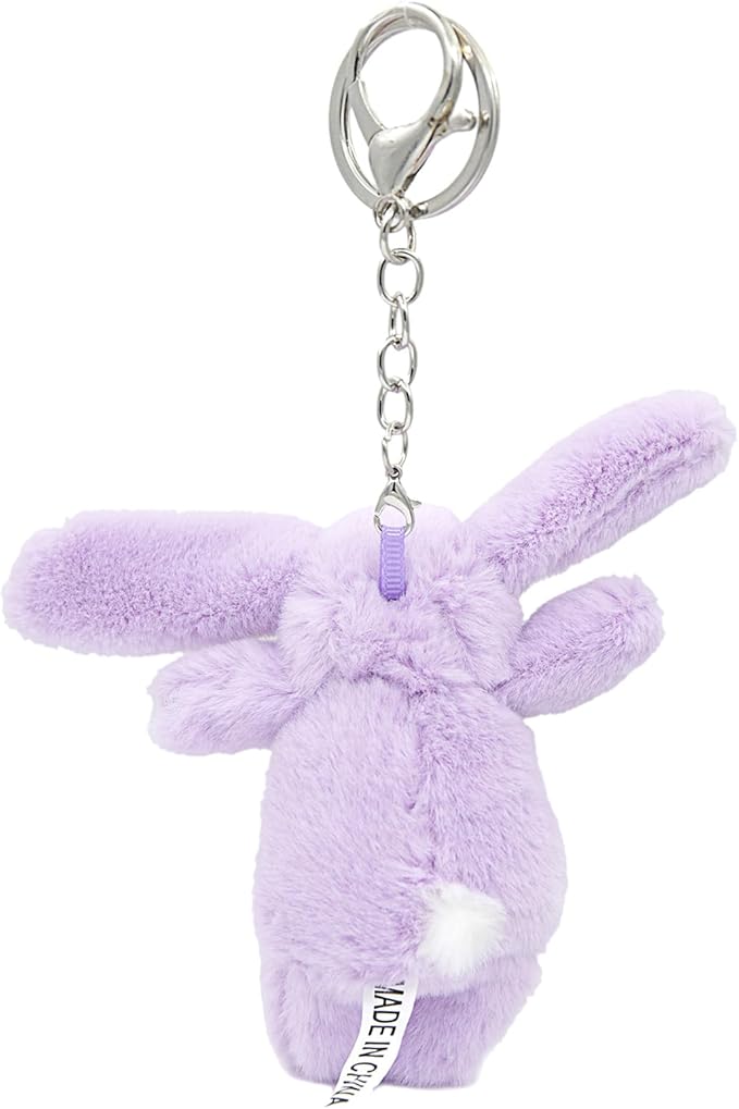 Miokkley Cute Bunny Plush Keychain for Backpack, 3.5" Inch Mini Rabbit Keychain Purse Charm Pendant Gift for Women