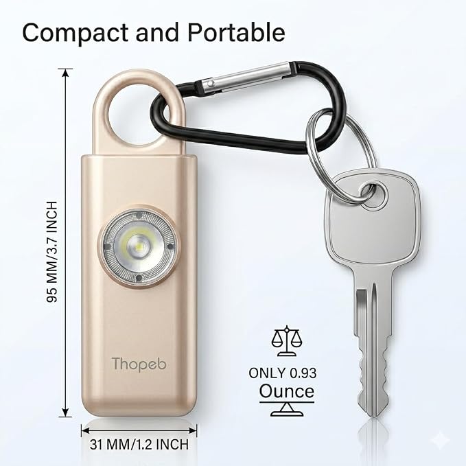 Thopeb–The Original Personal Safety Alarm for Women Self Defense – Elders & Kids Self Defense Keychain Siren – 135dB Loud Siren Bird Sound – Cute Key Chains Protection (Metallic Rose)