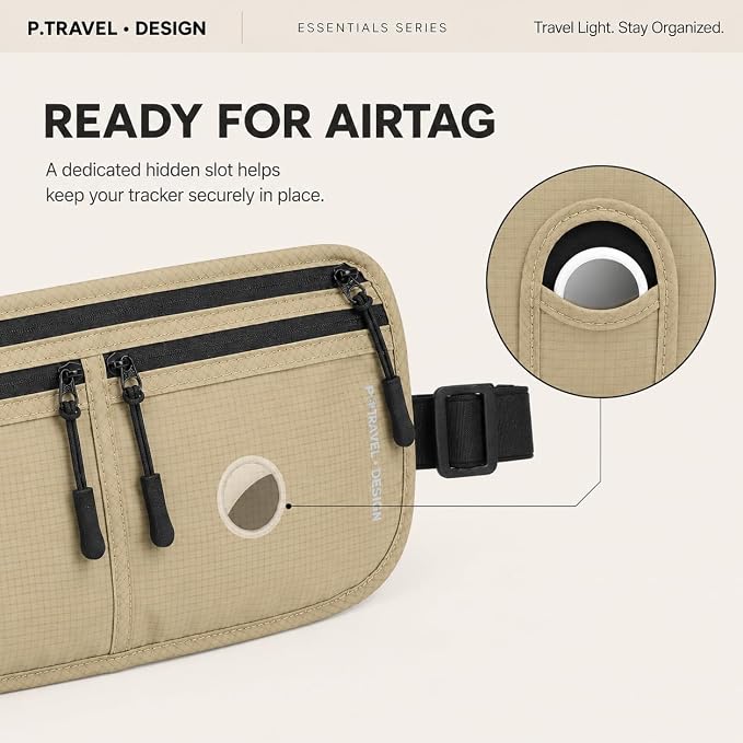 Travel Passport Holder - RFID Blocking Travel Pouch Money Belt Airtag Passport Wallet for Men, Women