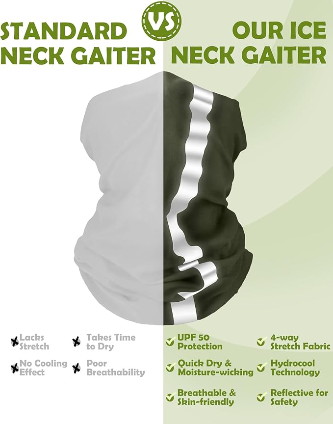SATINIOR 8 Pcs Neck Gaiter Face Mask, Reflective Summer UV Protection Cooling Scarf Neon Breathable Bandana for Men Women