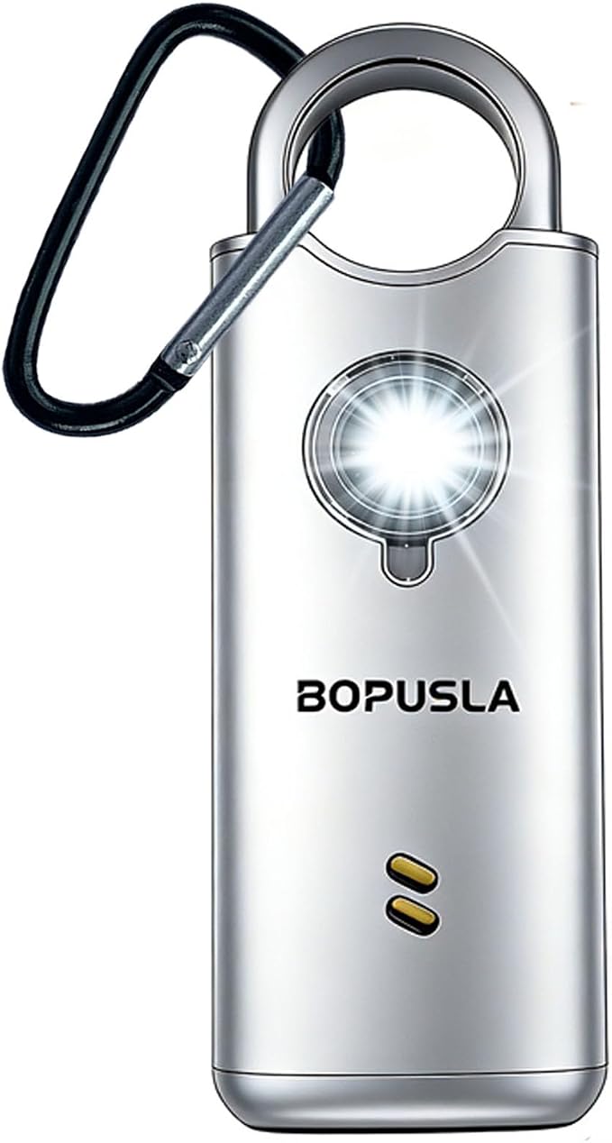 Personal Safety Alarm for Women, Elderly & Kids, 135dB Loud Siren with SOS Strobe Light, USB-C Rechargeable Self-Defense Keychain, Cute Portable Security Alarm (Silver)