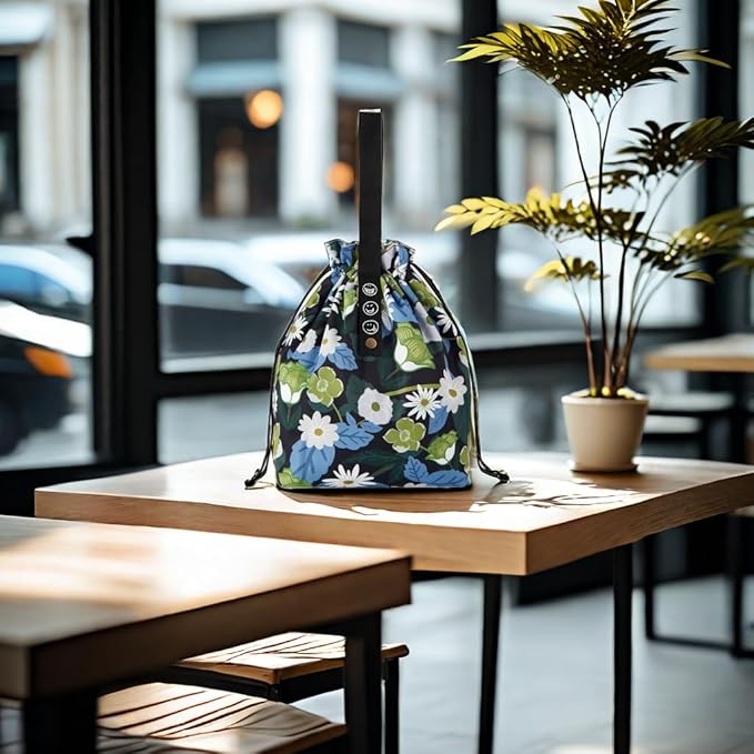 Reusable Small Lunch Bag,Drawstring Lunch Bag,Insulated Handbag Tote bag with Handle