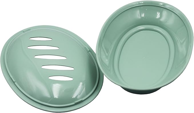 2 Pack Plastic Soap Dish with Drain,Sponge Holder,for Shower,Bathroom,Kitchen (Green)