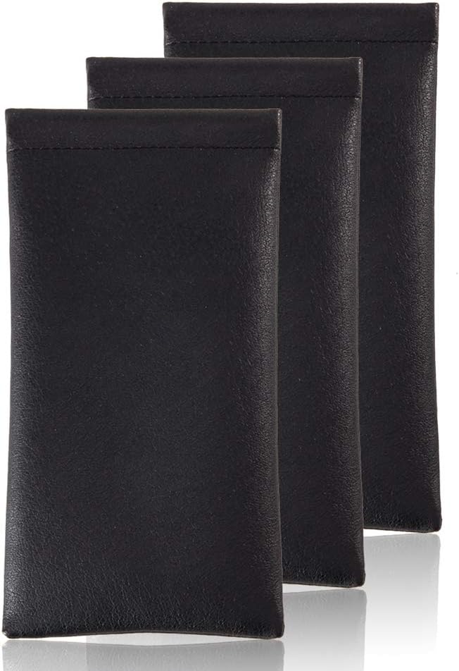 TRIUMPH VISION Squeeze Leather Sunglasses Pouch - 3 Pack Glasses Case Soft Eyeglass Sleeve Pouch Holder
