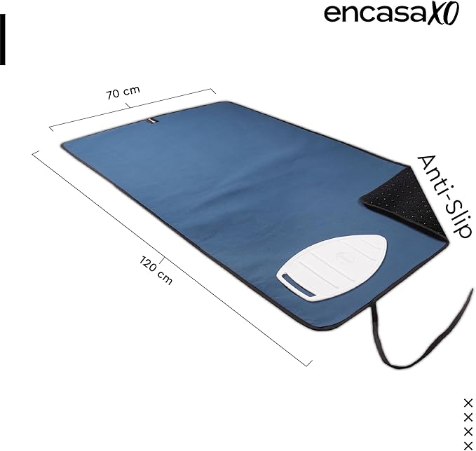 Encasa XO Ironing Mat/Pad Large 48"x28" with Padding, Anti-Slip, Silicone Iron Rest, Steam Press on Tabletop & Bed, Heat Resistant, Portable, Easy to Carry, Cobalt