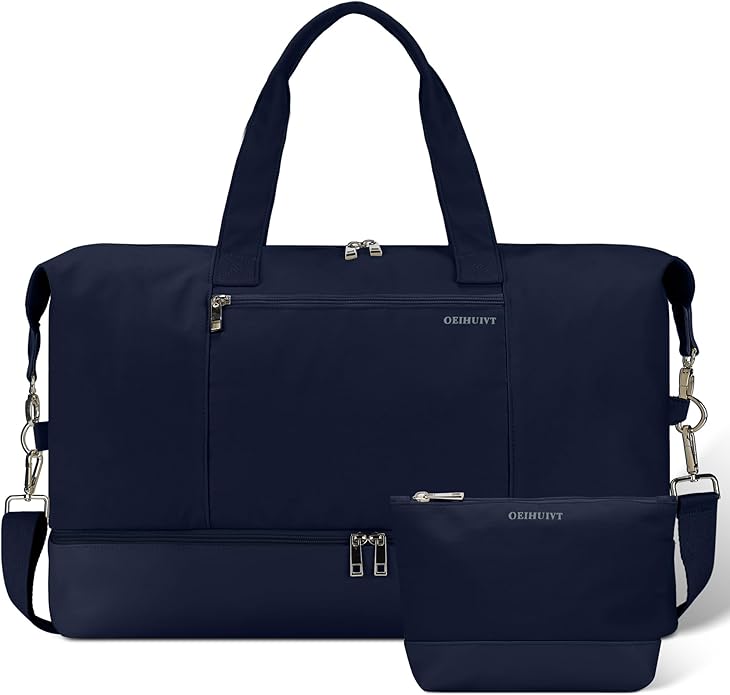 Women's Weekender bag Travel Duffel Bag with Shoe Compartment 21-inch Airline-Approved Carry-On, 2-Piece Overnight Bag Set Personal Item Luggage