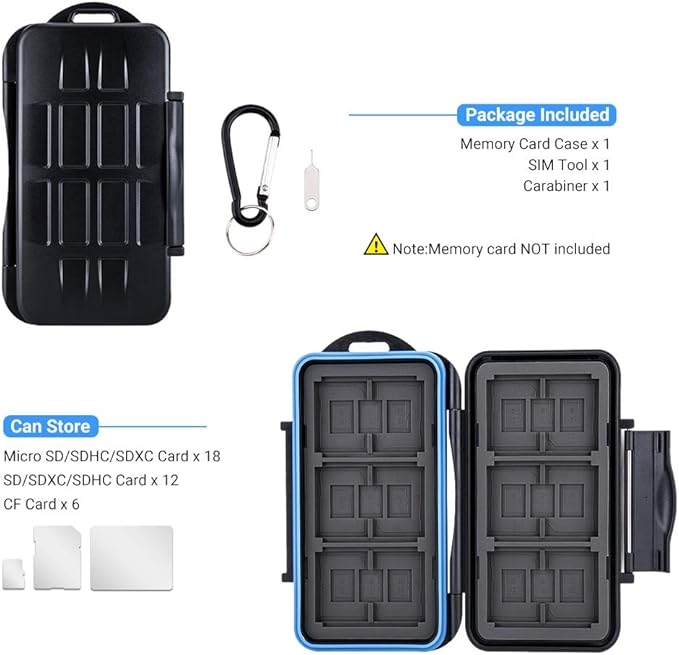 36 Slots SD Card Case Micro SD Card Case CF Card Holder Memory Card Holder Storage for 18 Micro SD Card, 12 SD SDXC SDHC Card, 6 CF Card