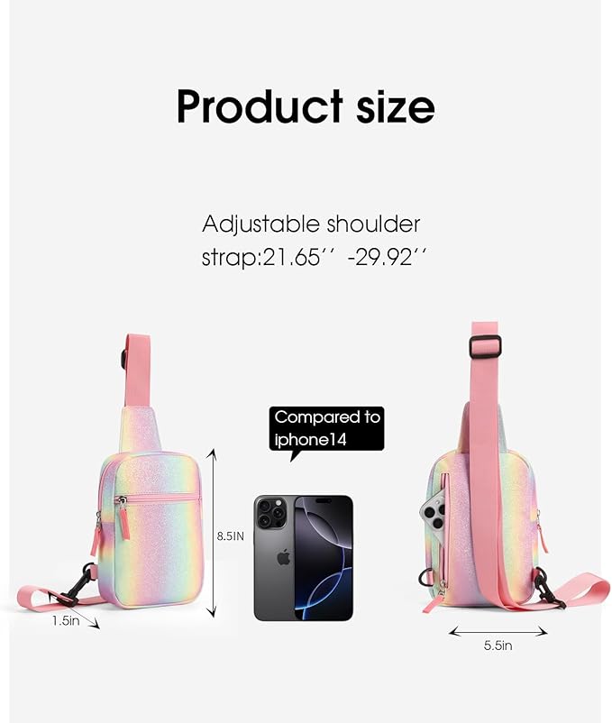 Birthday Gifts for 8 9 10 11 12 Year Old Teens Girls Kids, Fanny Pack Crossbody Bag Sling Belt Bags Purse, Dorm Travel Essentials for Girls Fashion, Preppy Tween Teen Girl Gift Trendy Stuff