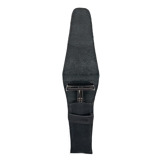 Hide & Drink, Leather Safety Razor Case, Shaving Accessories, Personal Care Essentials, Handmade Includes 101 Year Warranty (Charcoal Black)