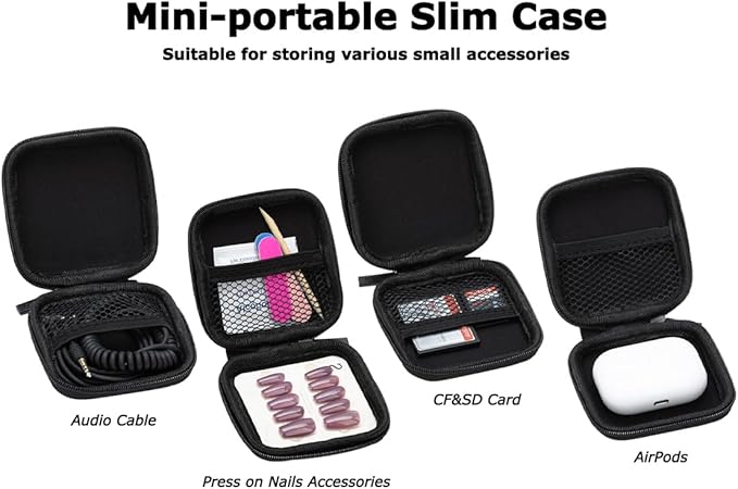Ginsco Mini-Portable Hard Shell Square Earbuds Case for Apple EarPods/Samsung Galaxy Wired/Wireless Earbuds, Cell Phone Accessories Organizer with Carabiner for Earphones