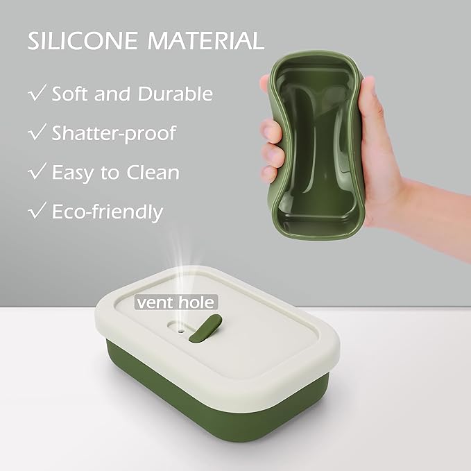 AIDIMMING Large Silicone Travel Soap Case, Leak-Proof Shampoo Bar Holder for Kitsch Shampoo & Conditioner Bar Set, Drain Tray Soap Container for Large Soap Bars, Handmade Soap, Travel Gym Camping
