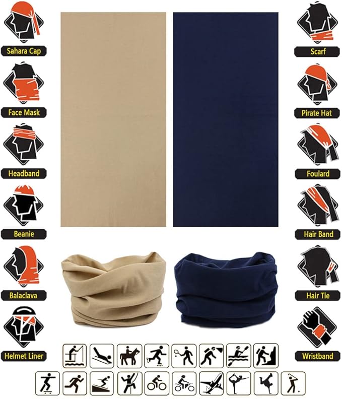 VANCROWN Headband Neck Gaiter Head Wrap Headwear Face Mask Magic Scarf Bandana for Men and Women