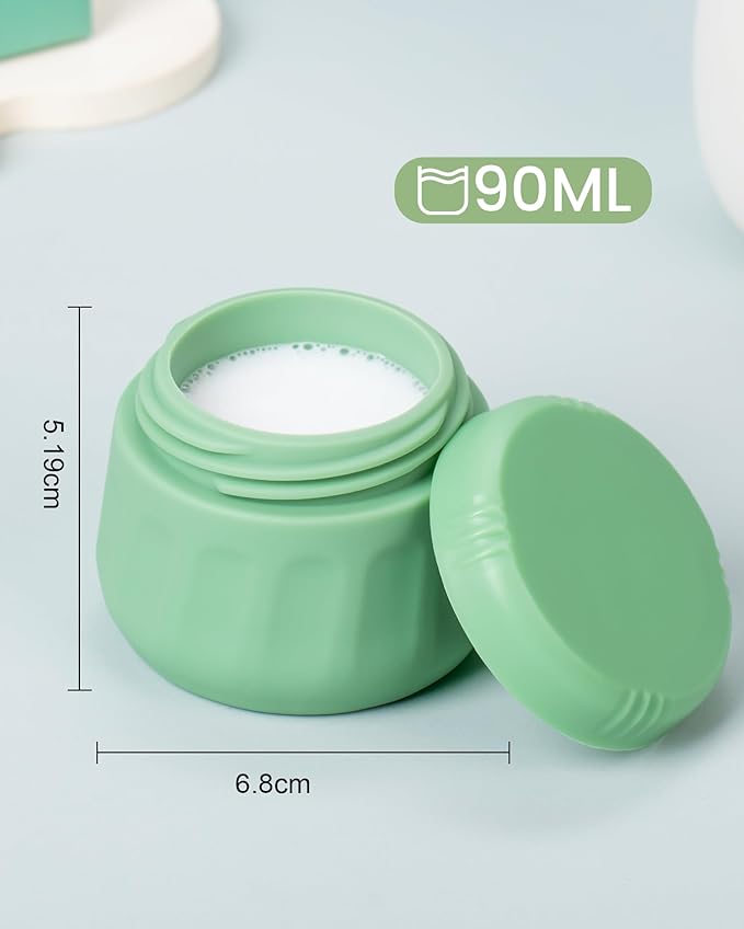 Mrsdry Travel Containers for Toiletries, TSA Approved Travel Size Toiletries 4 Pack, Refillable Containers, With Clear Bag, Leak Proof Silicone Jars, Essentials Creams Jars Carrying Small Items