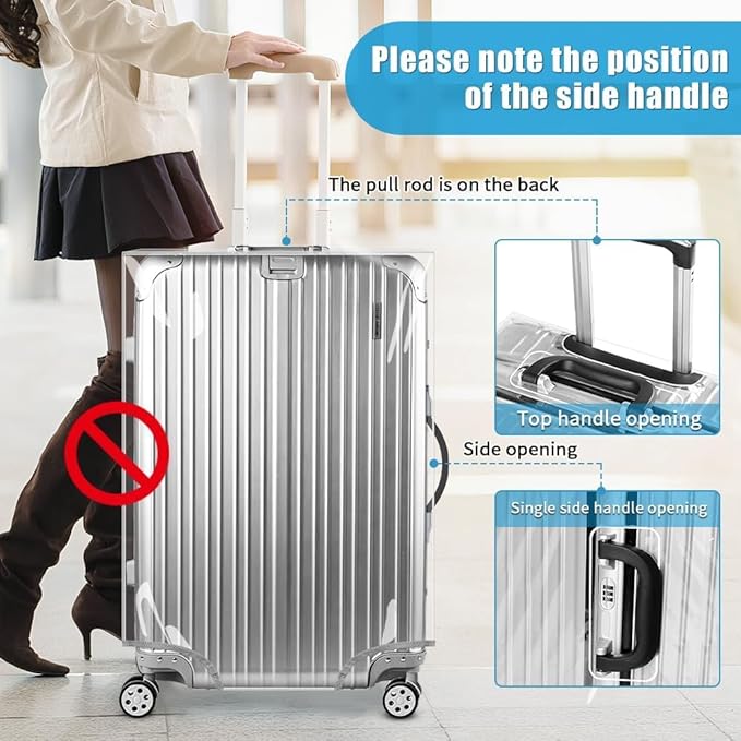 Yotako 3 Pieces Clear PVC Suitcase Cover Tough Protector, 20" 24" 28" Luggage Covers for Wheeled Suitcase