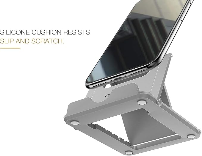 MoKo Phone/Tablet Stand, Foldable Tablet Holder Compatible with iPhone 17/17 Air/17 Pro/17 Pro Max, iPhone 16/Pro/Pro Max/Plus, iPhone 15/Pro/Pro Max/Plus, iPhone 14/Pro/Pro Max/Plus, Gray