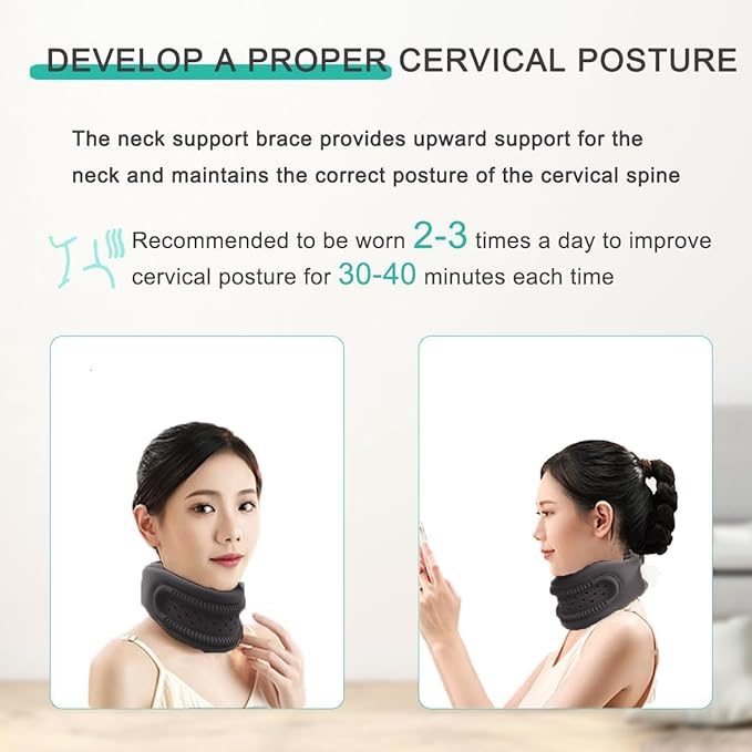 Neck Brace for Neck Support and Pain Relief, Silicone Foam Cervical Collar Wrap Keep Vertebrae Stable for Relief of Cervical Spine Pressure (Black)