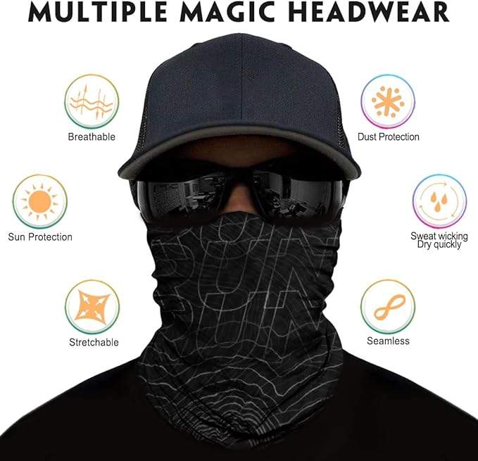 Neck Gaiter for Men Women Headwear Bandana Head Wrap Face Scarf Mask Cover Warmer Balaclava-Seamless & Versatile
