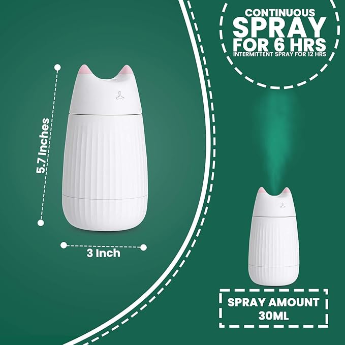 Upgraded Mini USB Cute Cool Mist Portable Humidifier, for Kids Baby Nursery Bedroom Office Car Desk, 7-Color Lights 2 Mist Mode Auto Shutoff Whisper Silent (200ml, White)