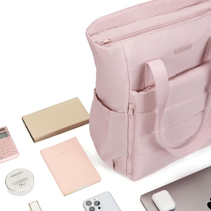 NISHEL Travel Puffy Tote Bag For Women, Ultra-Lightweight Large Tote Purse For Office Day And a Short Weekend Getaway