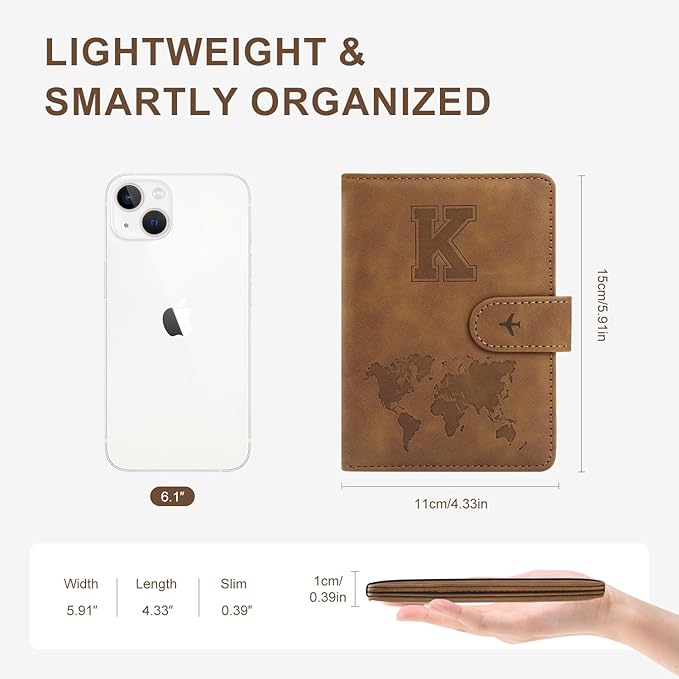 ILIYAH-Passport Cover-Passport Holder Travel Wallet-RFID Blocking Passport Case Travel Accessories Card Holder Wallet Unisex Travel Gifts (Brown K)