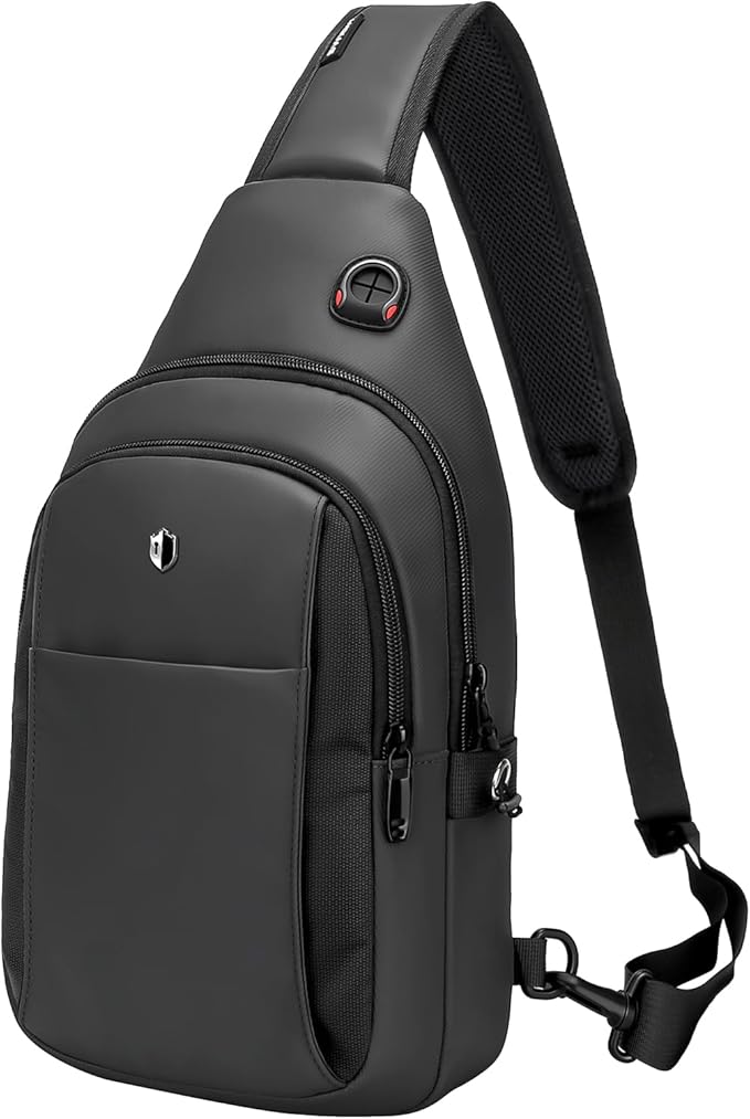 Sling Bag for Men, Anti Theft Crossbody Bag with Lockable Zipper, Water Resistant Chest Bag Fits 11” iPad & Switch 2, Lightweight Sling Backpack for Travel, Work & Commuting