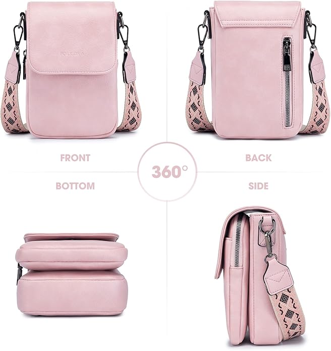 POIUGOYA Crossbody Bags for Women,Small Crossbody Purse with Triple Compartments,Cell Phone Wallet with Card Slots for Travel | Small