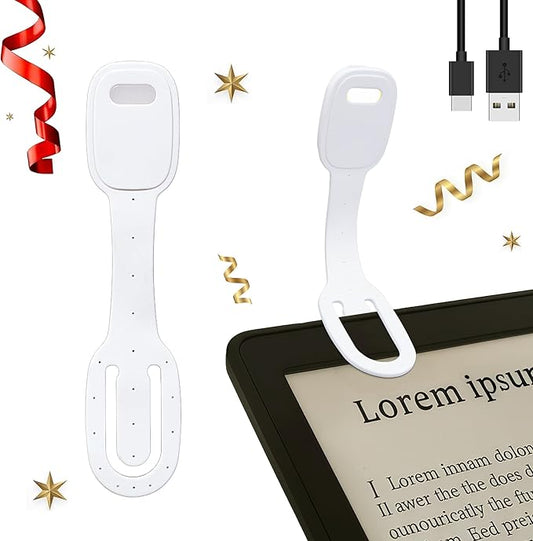 Rechargeable Kids Book Light, Cute Bookmark Reading Light for Kids, Dimmable Portable LED Book Light for Reading in Bed, Eye-Caring Bedtime Reading Lamp for Children & Travel, White