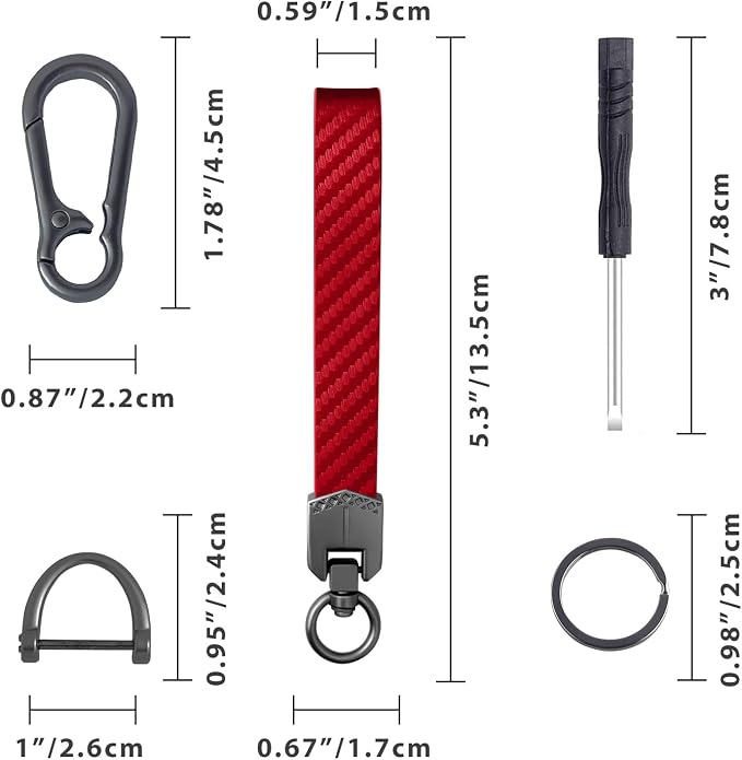 OHKYOOT Leather Car Keychain,Carabiner Clip Key Fob Keychain for Home Car Keys Women Men