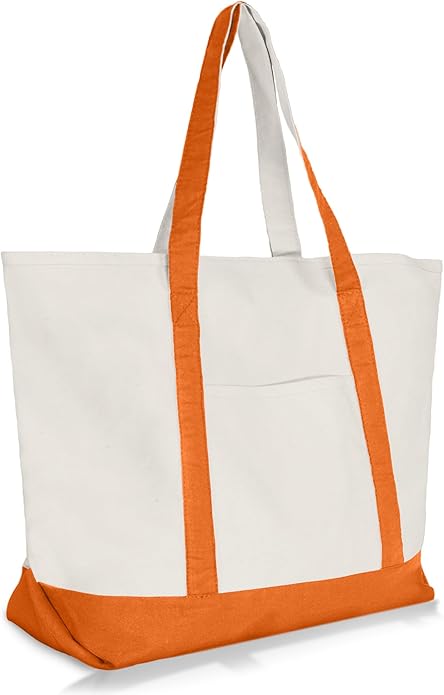 22" Heavy Duty Cotton Canvas Tote Bag (Zippered)