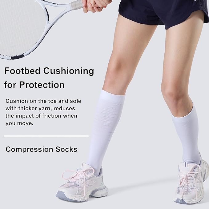 CS CELERSPORT 3 Pairs Compression Socks for Men and Women 20-30 mmHg Running Support Socks