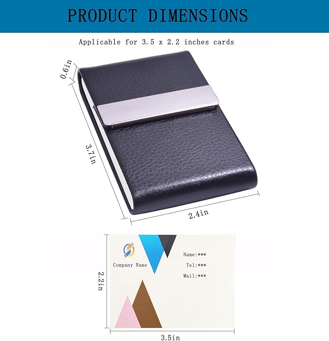 Business Card Holder with Ultra Slim Design,Business Card Case with Premium PU Leather, Suit Pocket Metal Card Holder for Women/Men,Professional Name Card Holder with Magnetic Shut (Black2)
