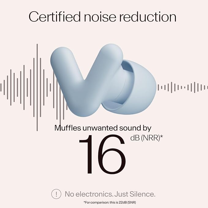 Alpine Silence Earplugs for Sleep, Focus & Travel - V-Shape Snug Fit & Soft Oval Tips – 4 Sizes XS/S/M/L - Comfortable, Reusable Hearing Protection - up to 25dB – Blue