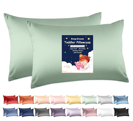 Deep Dream Toddler Pillowcases for 13x18 Pillow 2 Pack, 100% Cotton Travel Pillow Case Cover, 600 Thread Count Cotton Pillow Covers, Soft & Breathable Small Pillow Cases Envelope Closure, Baby Blue