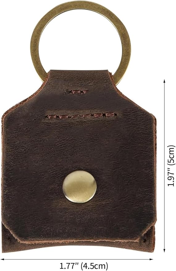 Jack&Chris Genuine Leather SD Card Holder Keychain, Anti-Shock Anti-Dust SD Card Case, Portable Camera Accessories for SD CF CFexpress Micro SD Nano SIM and Micro SIM Cards, Red Brown 2 Packs
