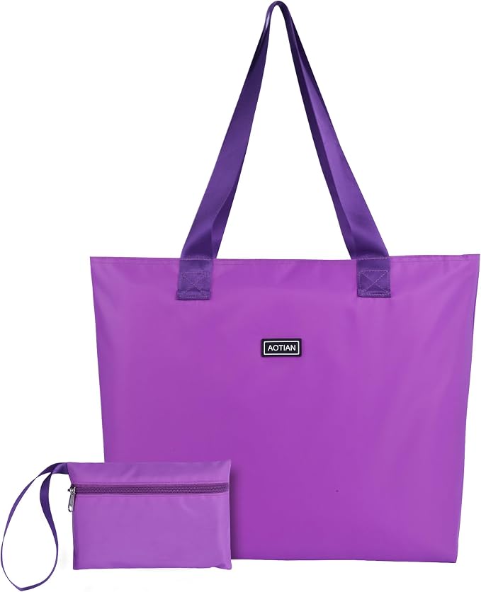 AOTIAN Heavy Duty 20 Liter Reusable Grocery Bags, Thickened Tear-Resistant Polyester Fabric Foldable Machine Washable Shopping Bags, Zipper Closure Water-Resistant Large Tote Bag Travel Gym Beach Bag