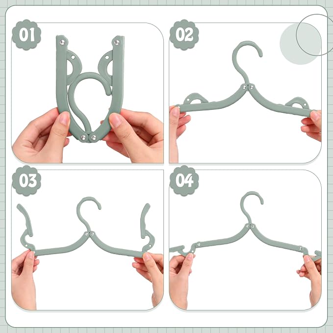 Teenyyou 12 Pcs Travel Hangers Cruise Ship Essentials Foldable Portable Plastic Vacation Hangers Non Slip Clothes Drying Rack Travel Accessories for Dormitory School Hotel Laundry (Classic Color)