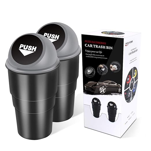 Small Automotive Cup Holder Garbage Can (Gray-2pcs)