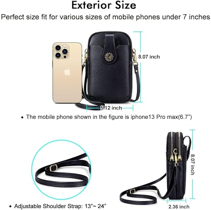 Peacocktion Small Crossbody Bags for Women, Leather RFID Cell Phone Purse, Trendy Travel Crossbody Purses with Zipper